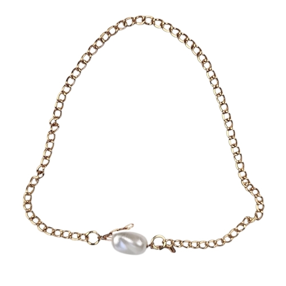 Faux Pearl Stainless Steel Chain Bracelet